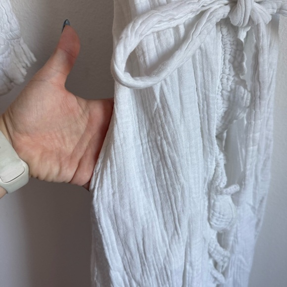 RHODE RESORT Jagger Ruffle-Trimmed Wrap Dress Cotton Gauze Size Large - Picture 9 of 13